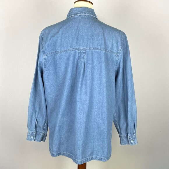 Vtg Passion-I Denim Top Sz L Floral Embroidery Cottagecore Country Western - Picture 4 of 6